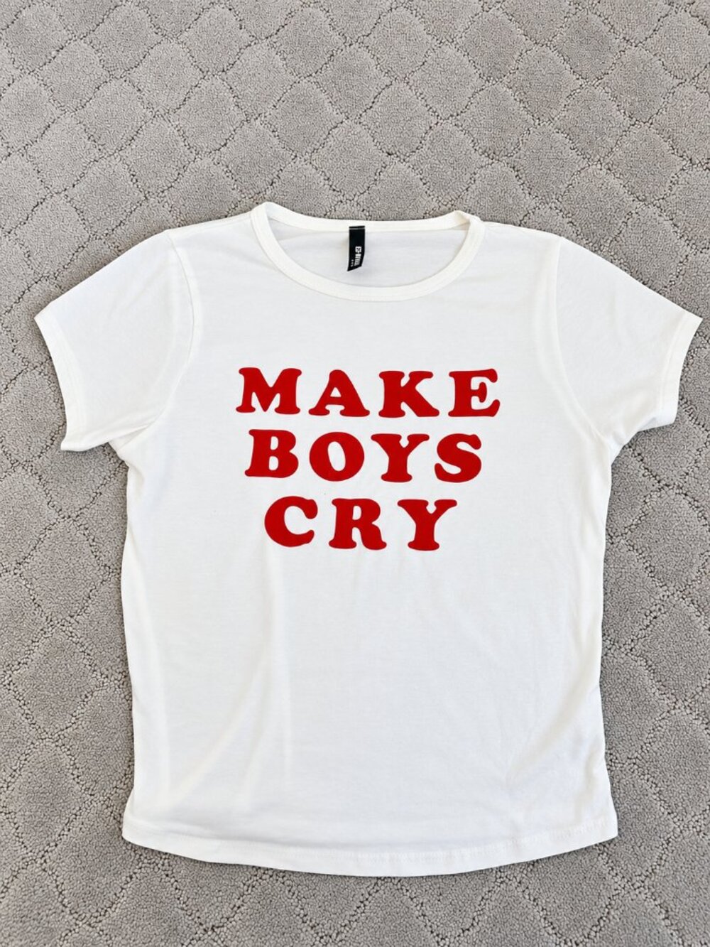 Dolls Kill Make Boys Cry White Red Graphic Baby Tee Size S